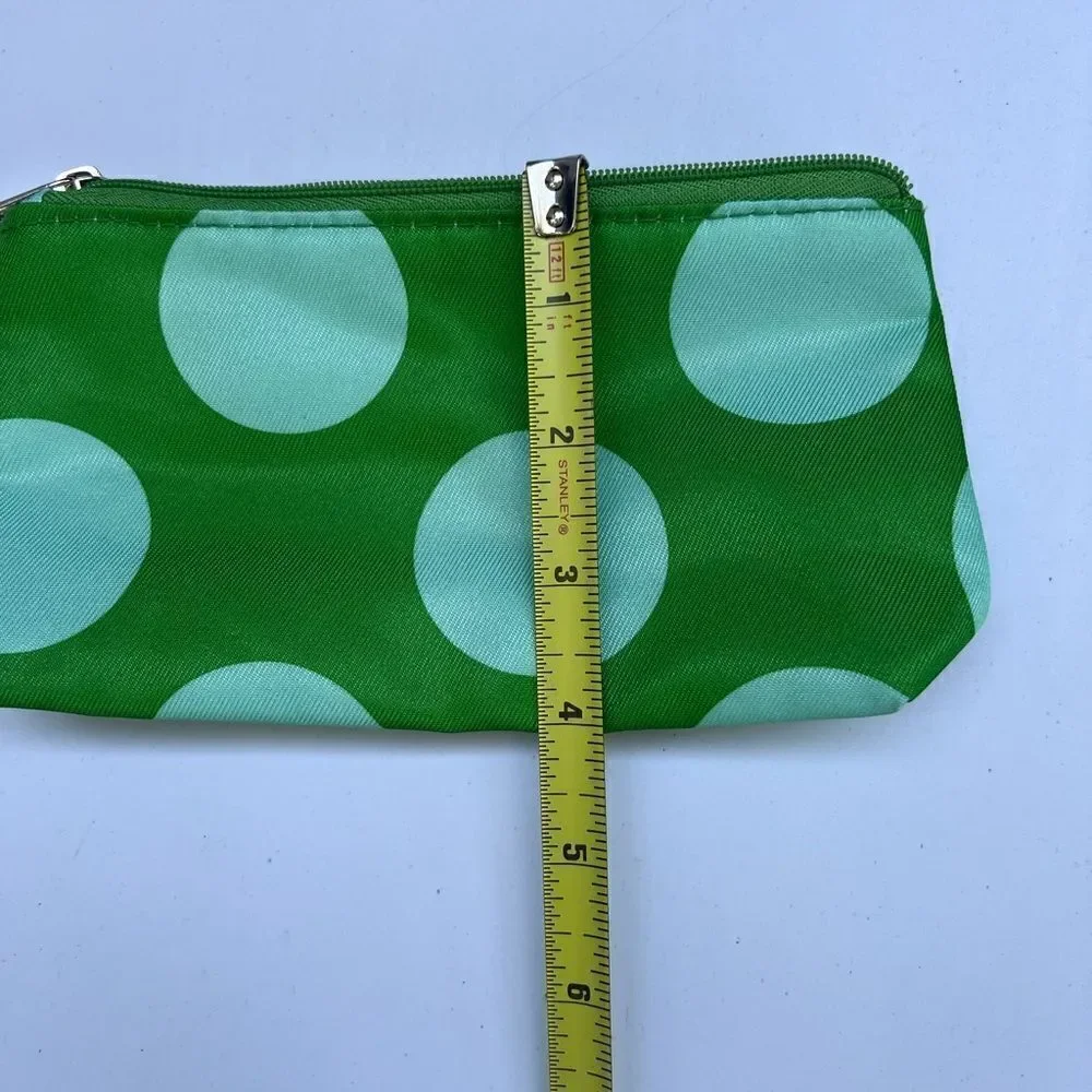 Clinique x Kate Spade Cosmetic Makeup Bag Green Polka Dot